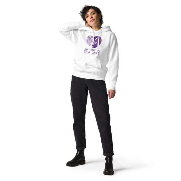 Unisex Premium Hoodie White Front 6594E0D1E9B9A | Early Detection Saves Lives Hoodie | National Pancreatic Cancer Foundation