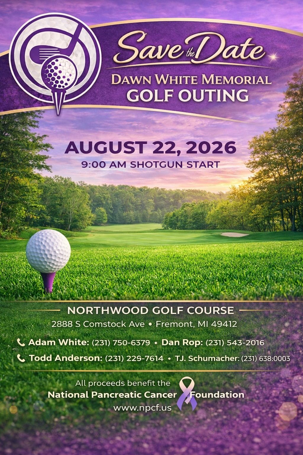 Save the Date Dawn White Golf Outing